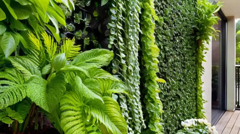 Jardín vertical vibrante y armonioso en balcón