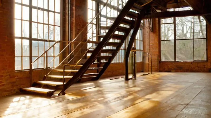 Escalera de acero en un loft industrial